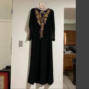 Black and Gold Embroidered Abaya